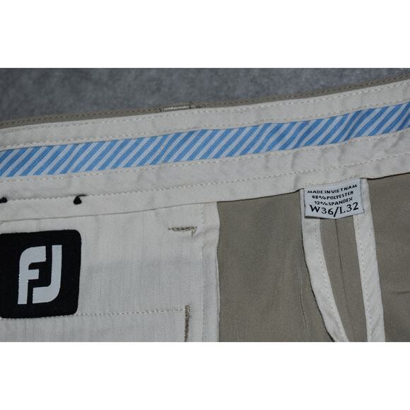Footjoy Golf Pants Mens Size 36 x 32 Tan Performance Polyester Flat Front - Picture 2 of 6